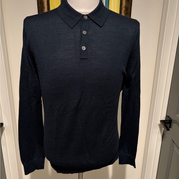 Banana Republic Mens Dark Blue Long Sleeve Sweater Polo - Picture 1 of 2